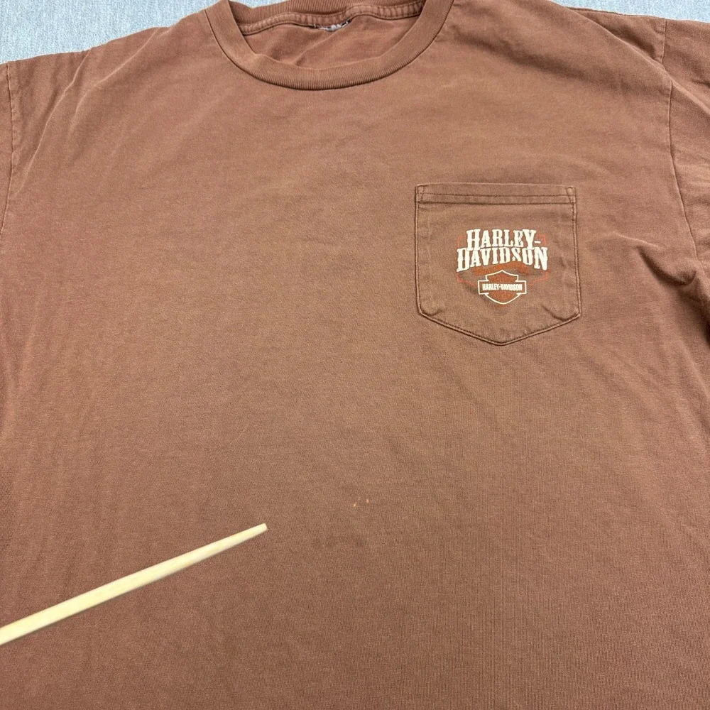 Harley Davidson TShirt Men 2XL XXL Brown Skip Fordyce Riverside Motorcycle Biker